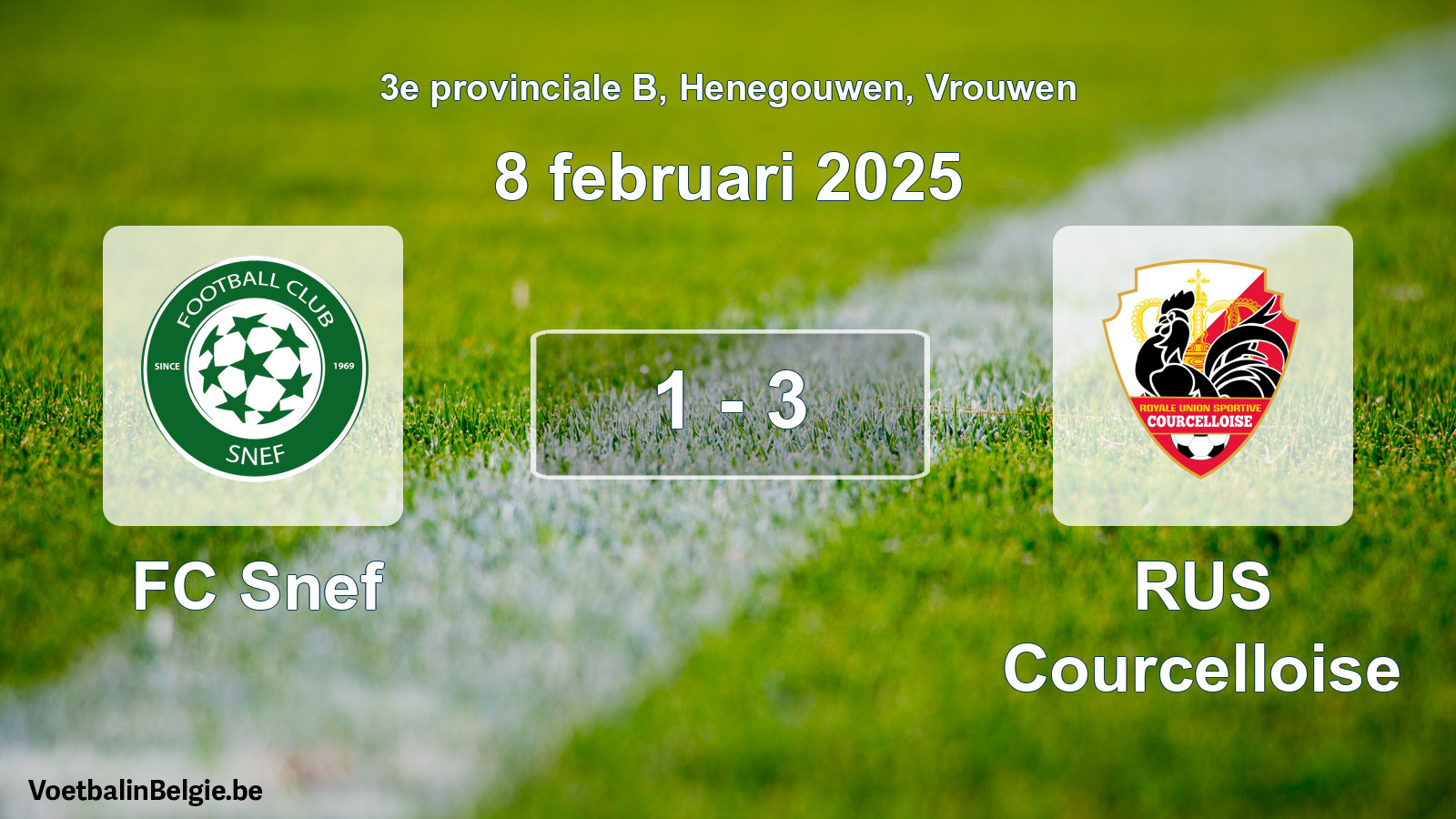 Gespeelde wedstrijd vrouwenvoetbal: FC Snef - RUS Courcelloise 1 - 3 (8 februari 2025)