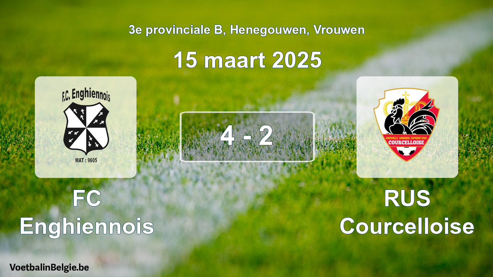 Gespeelde wedstrijd vrouwenvoetbal: FC Enghiennois - RUS Courcelloise 4 - 2 (15 maart 2025)