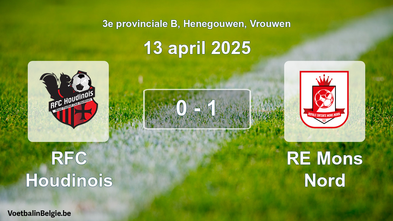 Gespeelde wedstrijd vrouwenvoetbal: RFC Houdinois - RE Mons Nord 0 - 1 (13 april 2025)