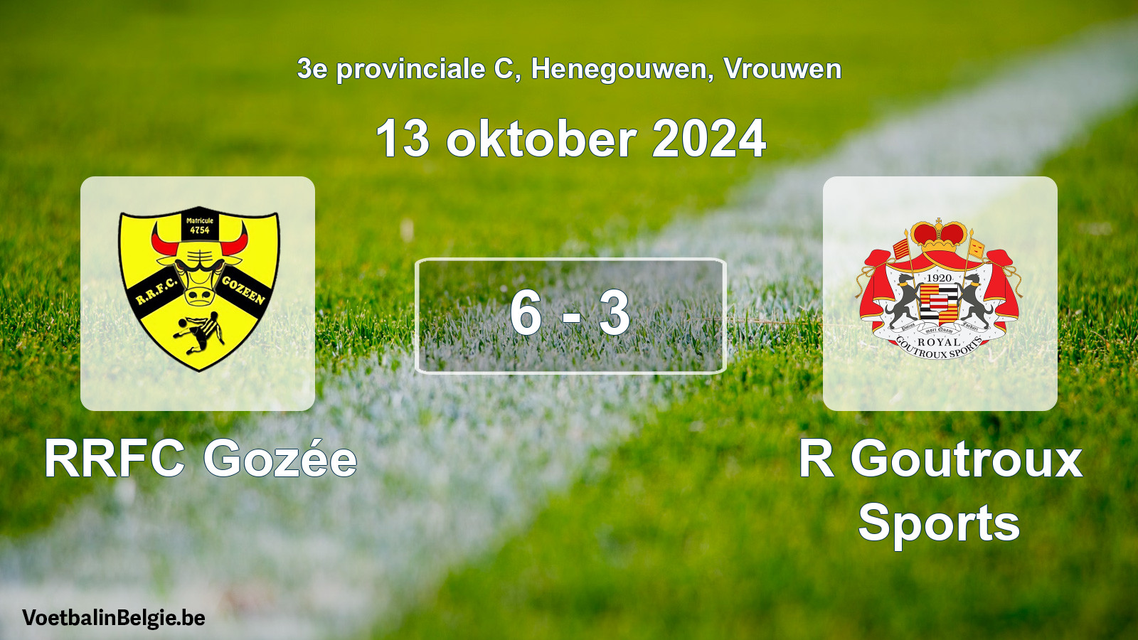Gespeelde wedstrijd vrouwenvoetbal: RRFC Gozée - R Goutroux Sports 6 - 3 (13 oktober 2024)
