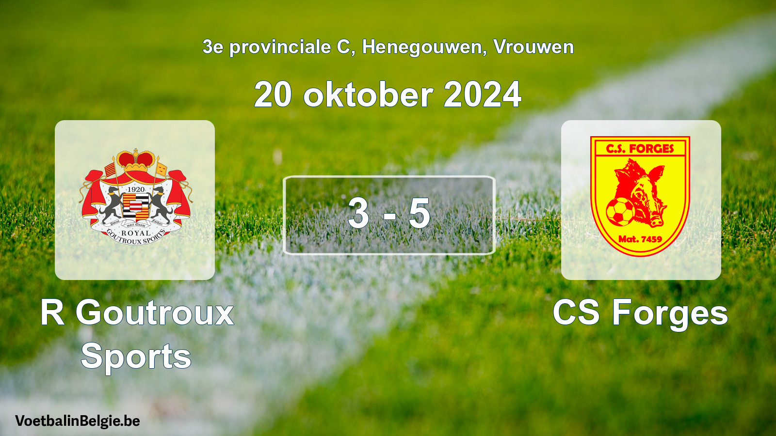 Gespeelde wedstrijd vrouwenvoetbal: R Goutroux Sports - CS Forges 3 - 5 (20 oktober 2024)