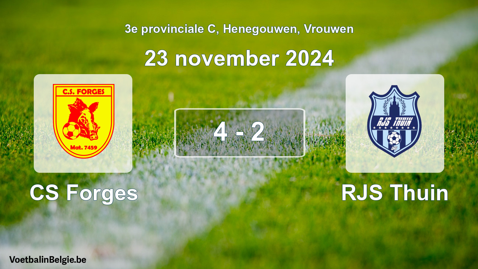 Match joué football femmes: CS Forges - RJS Thuin 4 - 2 (23 novembre 2024)