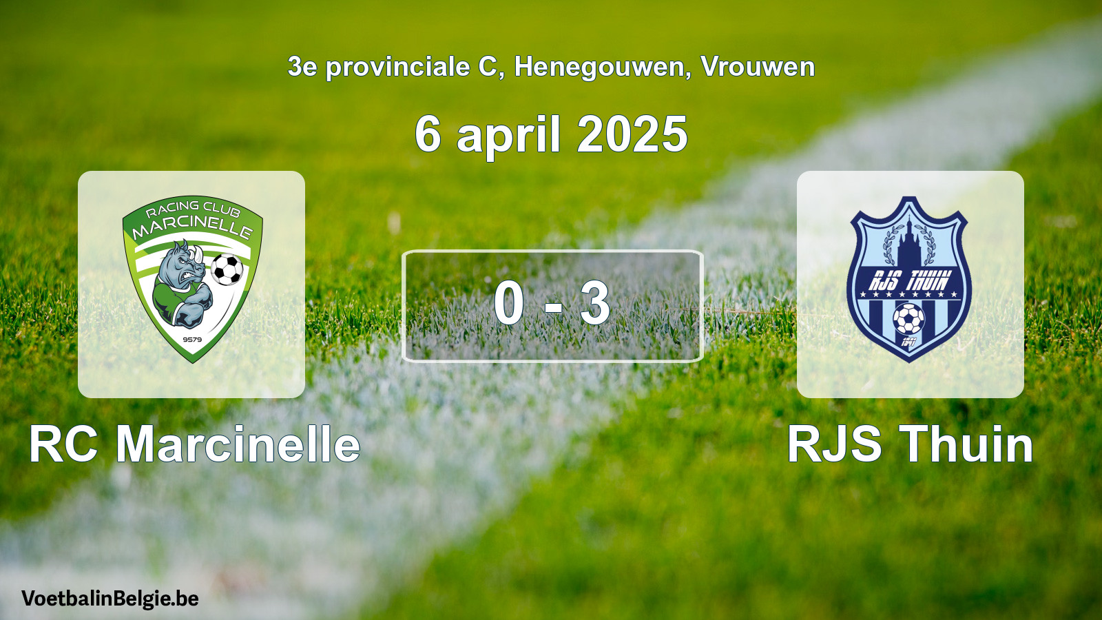 Gespeelde wedstrijd vrouwenvoetbal: RC Marcinelle - RJS Thuin 0 - 3 (6 april 2025)