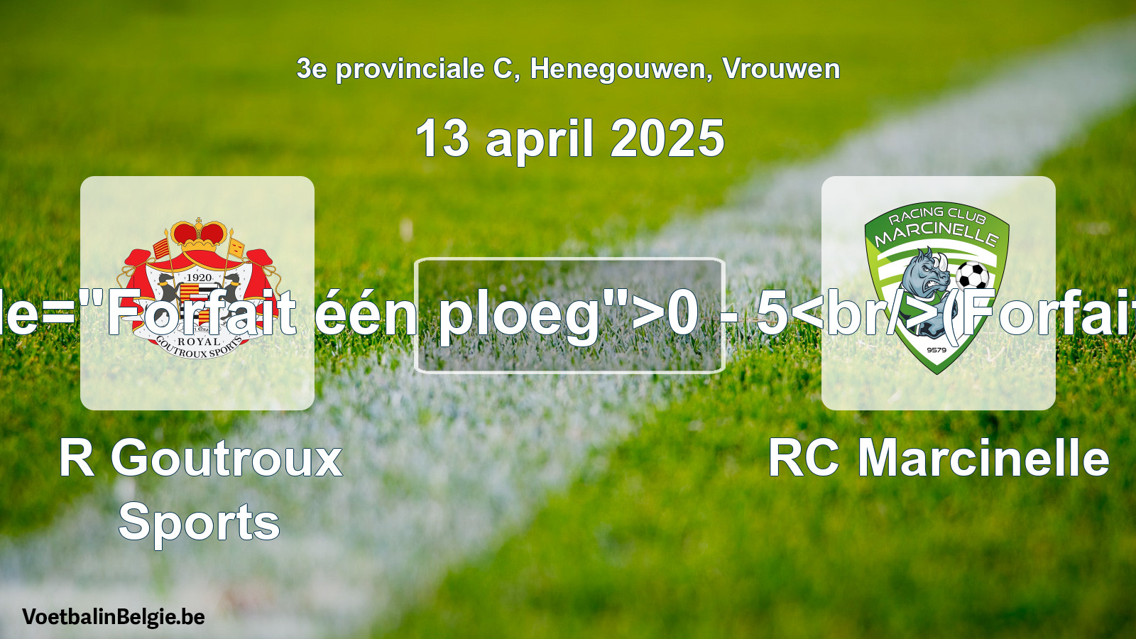 Forfeited: R Goutroux Sports - RC Marcinelle 0 - 5 (13 April 2025)