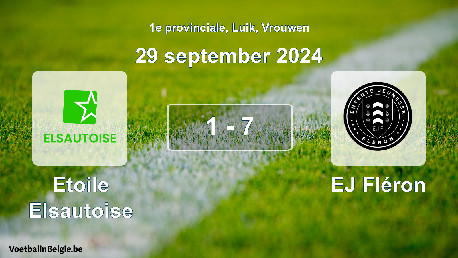 Gespeelde wedstrijd vrouwenvoetbal: Etoile Elsautoise - EJ Fléron 1 - 7 (29 september 2024)