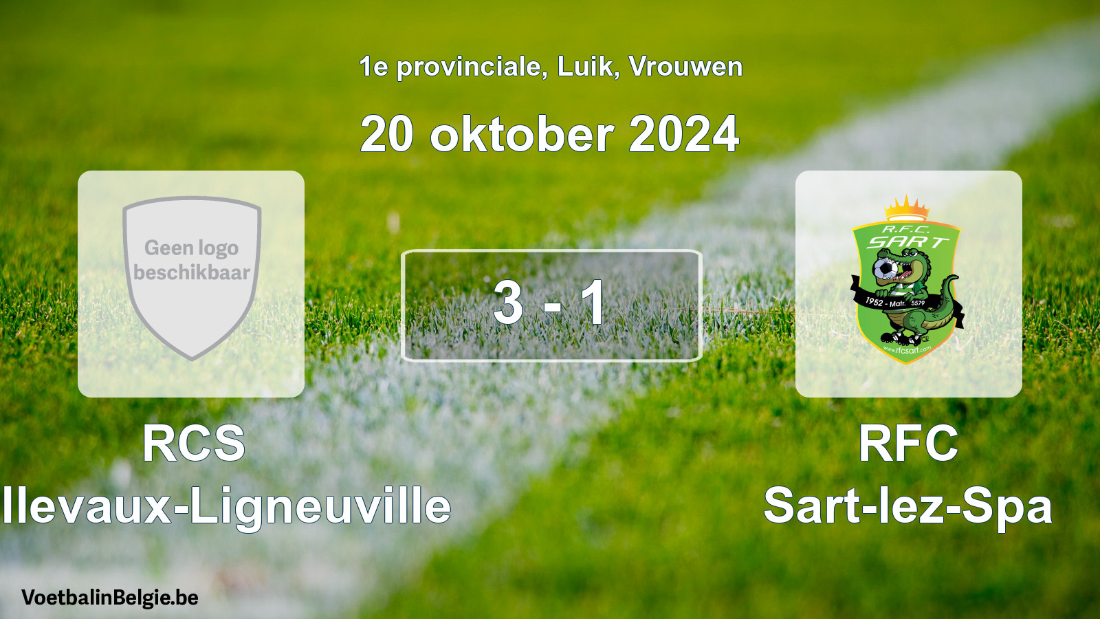 Gespeelde wedstrijd vrouwenvoetbal: RCS Bellevaux-Ligneuville - RFC Sart-lez-Spa 3 - 1 (20 oktober 2024)