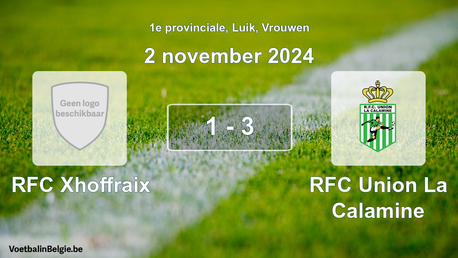 Gespeelde wedstrijd vrouwenvoetbal: RFC Xhoffraix - RFC Union La Calamine 1 - 3 (2 november 2024)