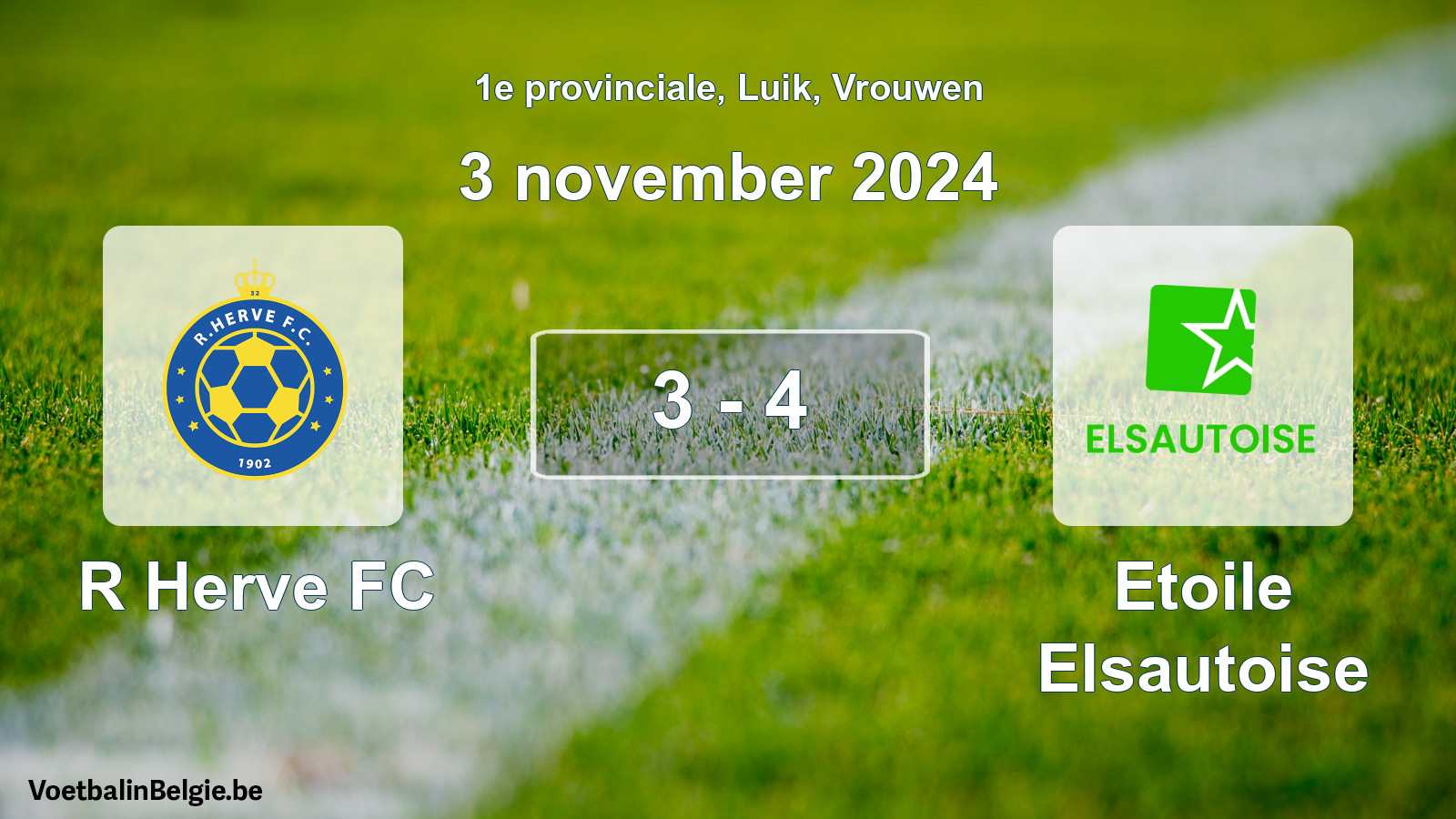 Gespeelde wedstrijd vrouwenvoetbal: R Herve FC - Etoile Elsautoise 3 - 4 (3 november 2024)