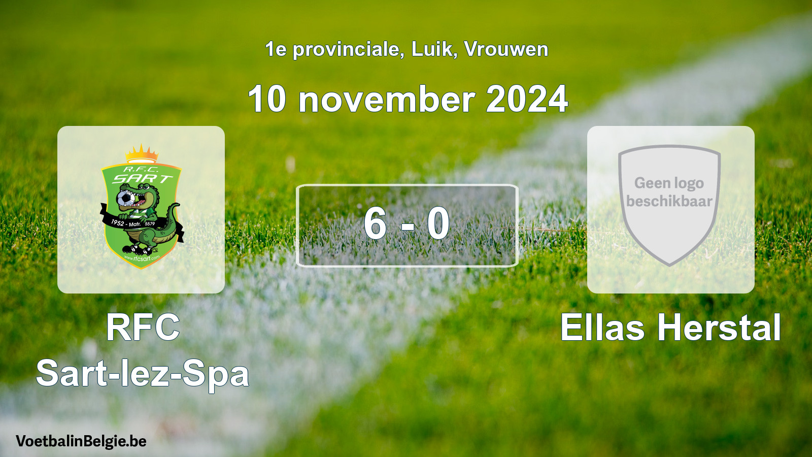 Gespeelde wedstrijd vrouwenvoetbal: RFC Sart-lez-Spa - Ellas Herstal 6 - 0 (10 november 2024)