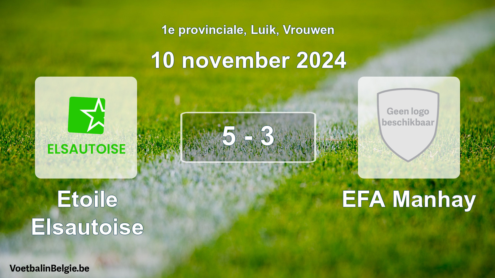 Gespeelde wedstrijd vrouwenvoetbal: Etoile Elsautoise - EFA Manhay 5 - 3 (10 november 2024)