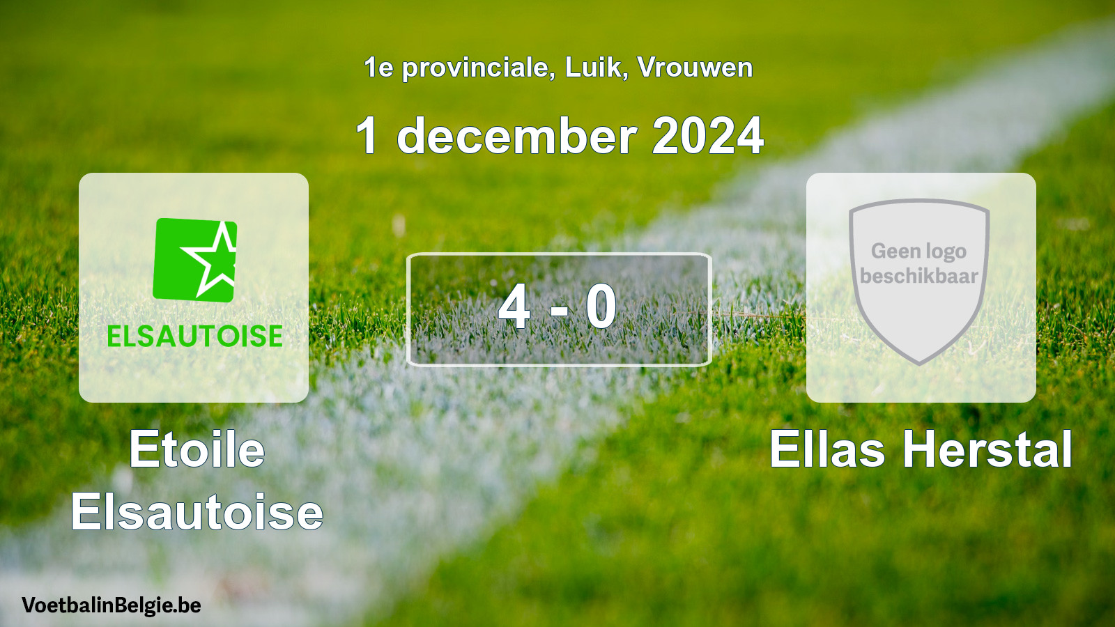 Gespeelde wedstrijd vrouwenvoetbal: Etoile Elsautoise - Ellas Herstal 4 - 0 (1 december 2024)