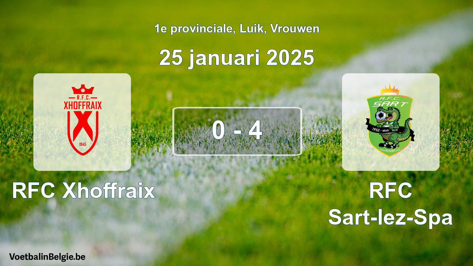 Gespeelde wedstrijd vrouwenvoetbal: RFC Xhoffraix - RFC Sart-lez-Spa 0 - 4 (25 januari 2025)