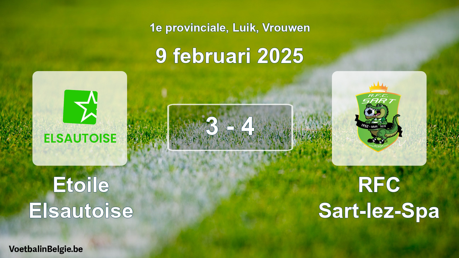 Gespeelde wedstrijd vrouwenvoetbal: Etoile Elsautoise - RFC Sart-lez-Spa 3 - 4 (9 februari 2025)