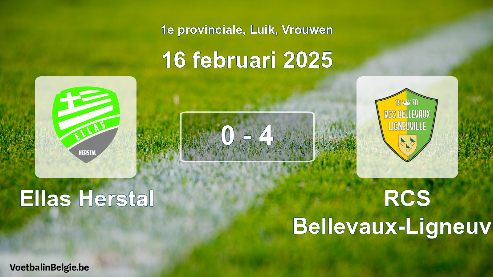 Gespieltes Spiel frauen-Fußball: Ellas Herstal - RCS Bellevaux-Ligneuville 0 - 4 (16 Februar 2025)