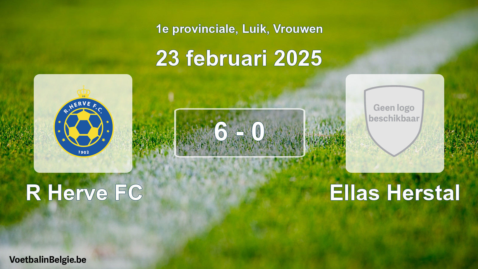 Gespeelde wedstrijd vrouwenvoetbal: R Herve FC - Ellas Herstal 6 - 0 (23 februari 2025)