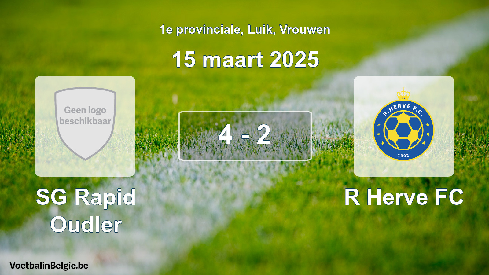 Gespeelde wedstrijd vrouwenvoetbal: SG Rapid Oudler - R Herve FC 4 - 2 (15 maart 2025)