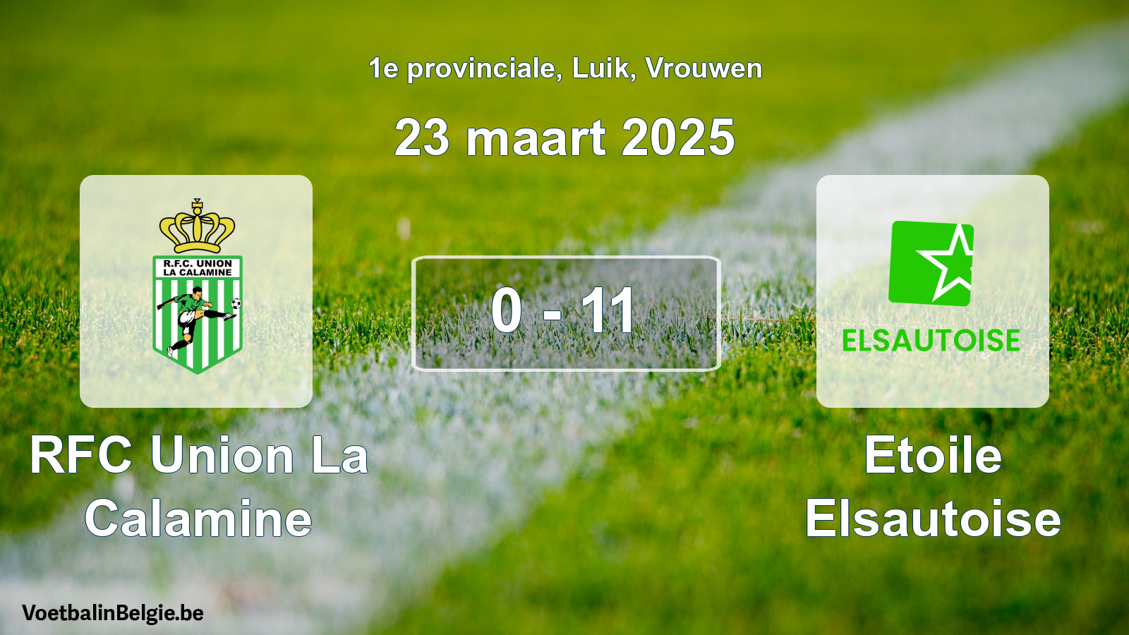 Gespeelde wedstrijd vrouwenvoetbal: RFC Union La Calamine - Etoile Elsautoise 0 - 11 (23 maart 2025)