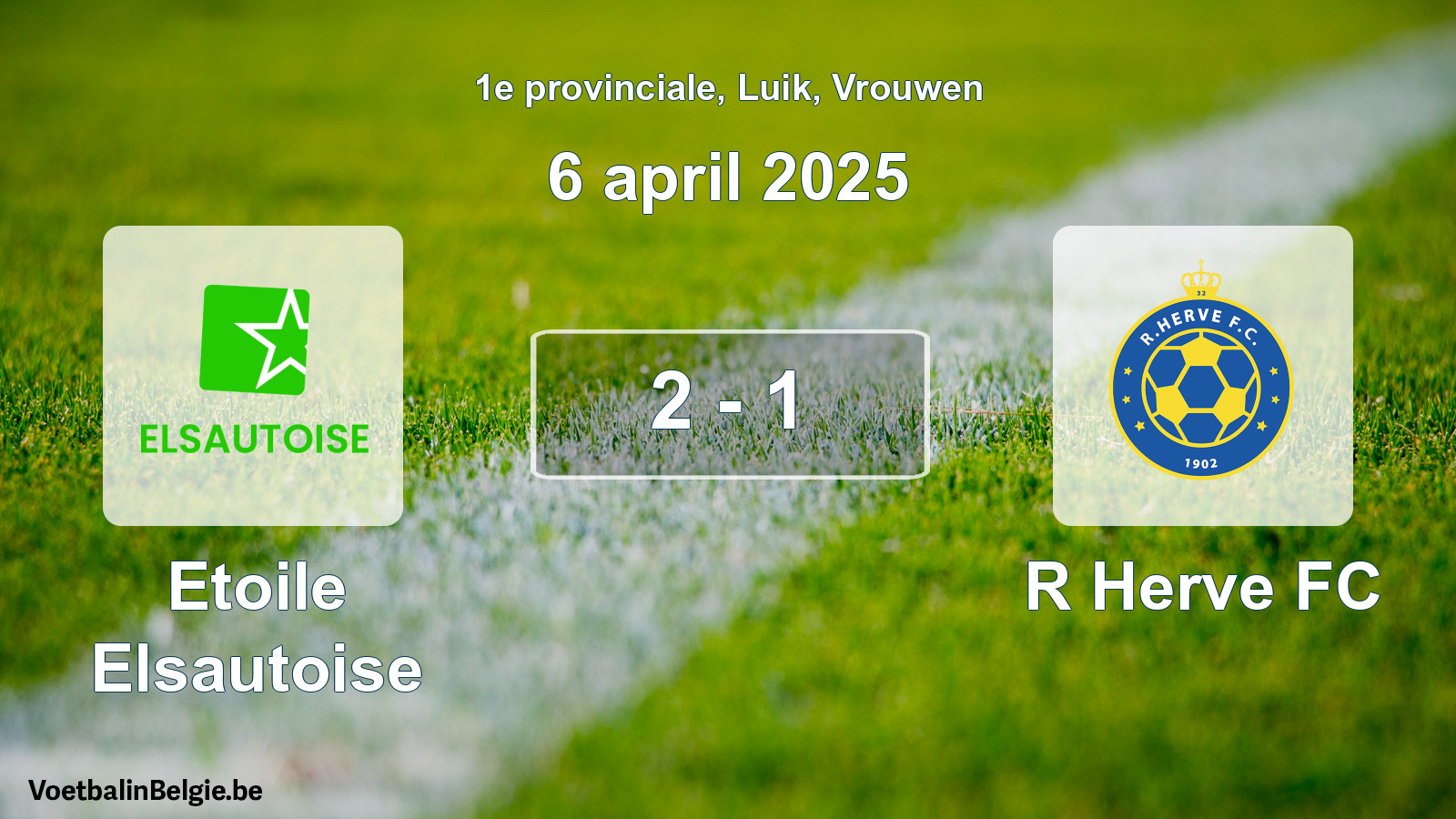 Gespeelde wedstrijd vrouwenvoetbal: Etoile Elsautoise - R Herve FC 2 - 1 (6 april 2025)