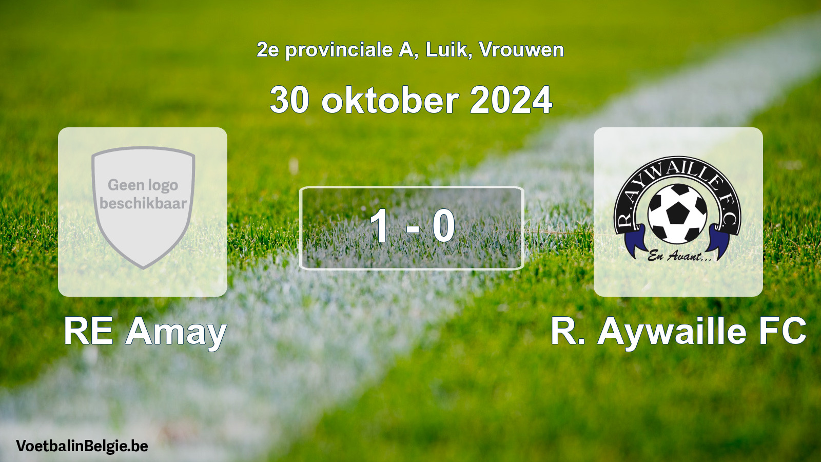 Gespeelde wedstrijd vrouwenvoetbal: RE Amay - R. Aywaille FC 1 - 0 (30 oktober 2024)