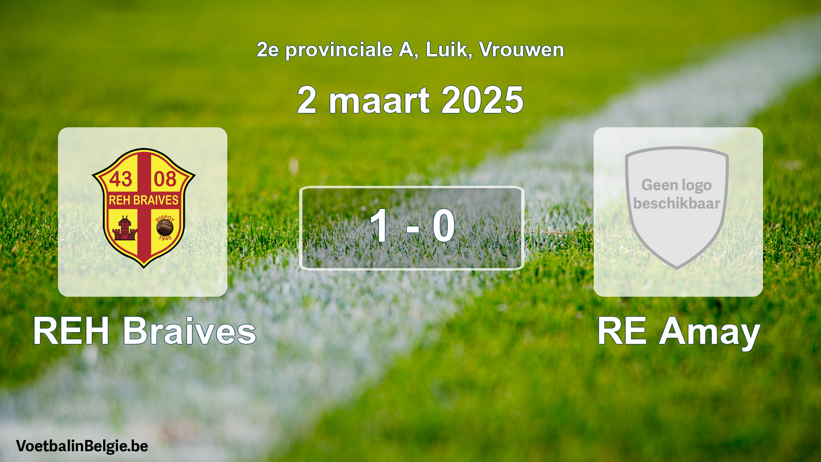 Gespeelde wedstrijd vrouwenvoetbal: REH Braives - RE Amay 1 - 0 (2 maart 2025)