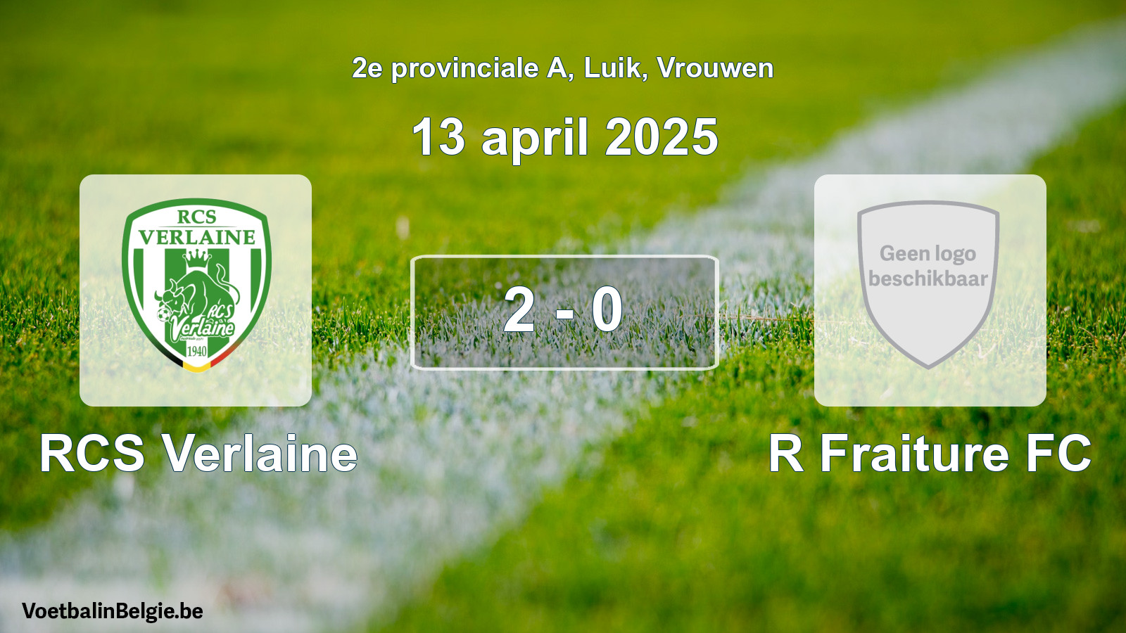 Gespeelde wedstrijd vrouwenvoetbal: RCS Verlaine - R Fraiture FC 2 - 0 (13 april 2025)