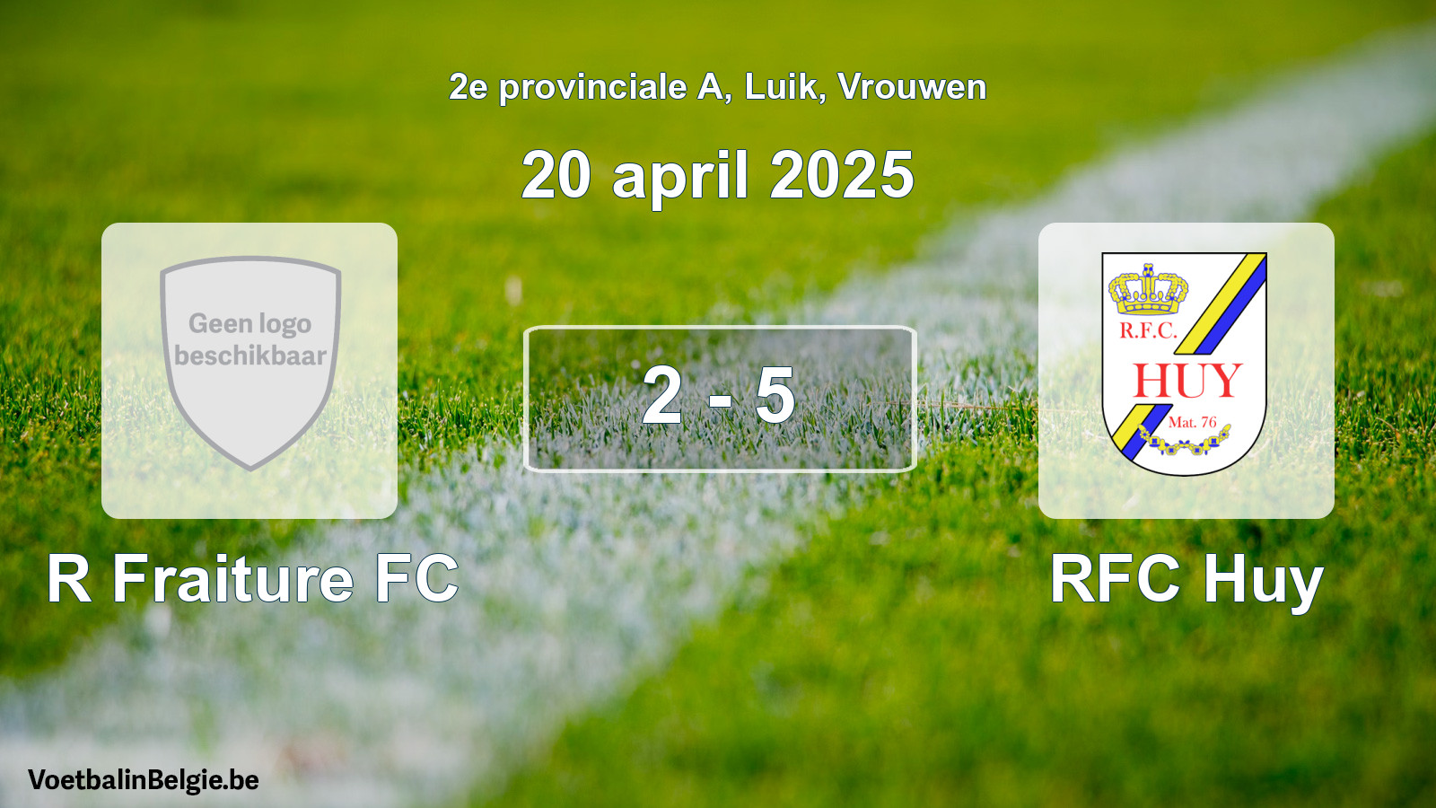 Gespeelde wedstrijd vrouwenvoetbal: R Fraiture FC - RFC Huy 2 - 5 (20 april 2025)