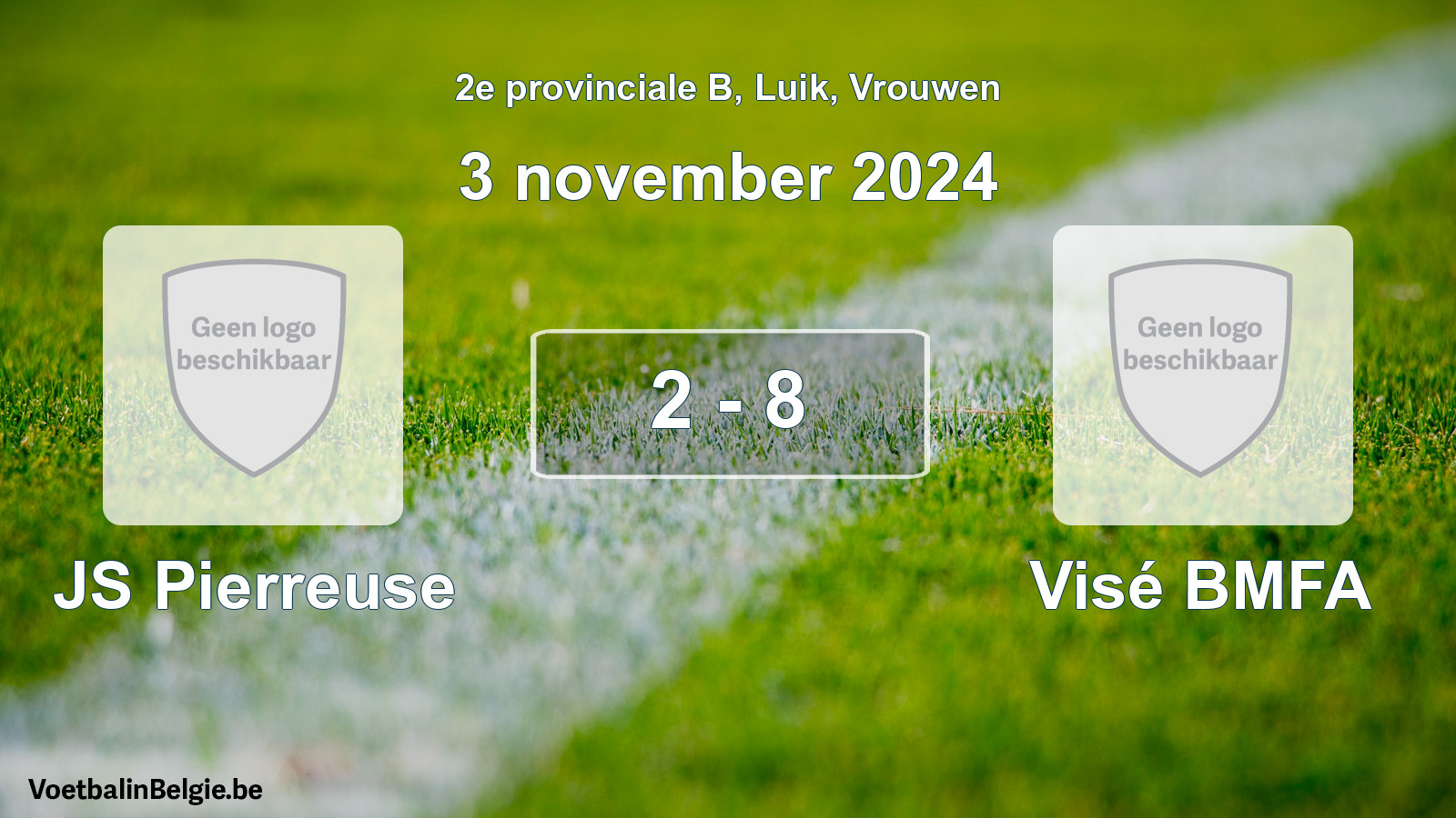 Gespeelde wedstrijd vrouwenvoetbal: JS Pierreuse - Visé BMFA 2 - 8 (3 november 2024)