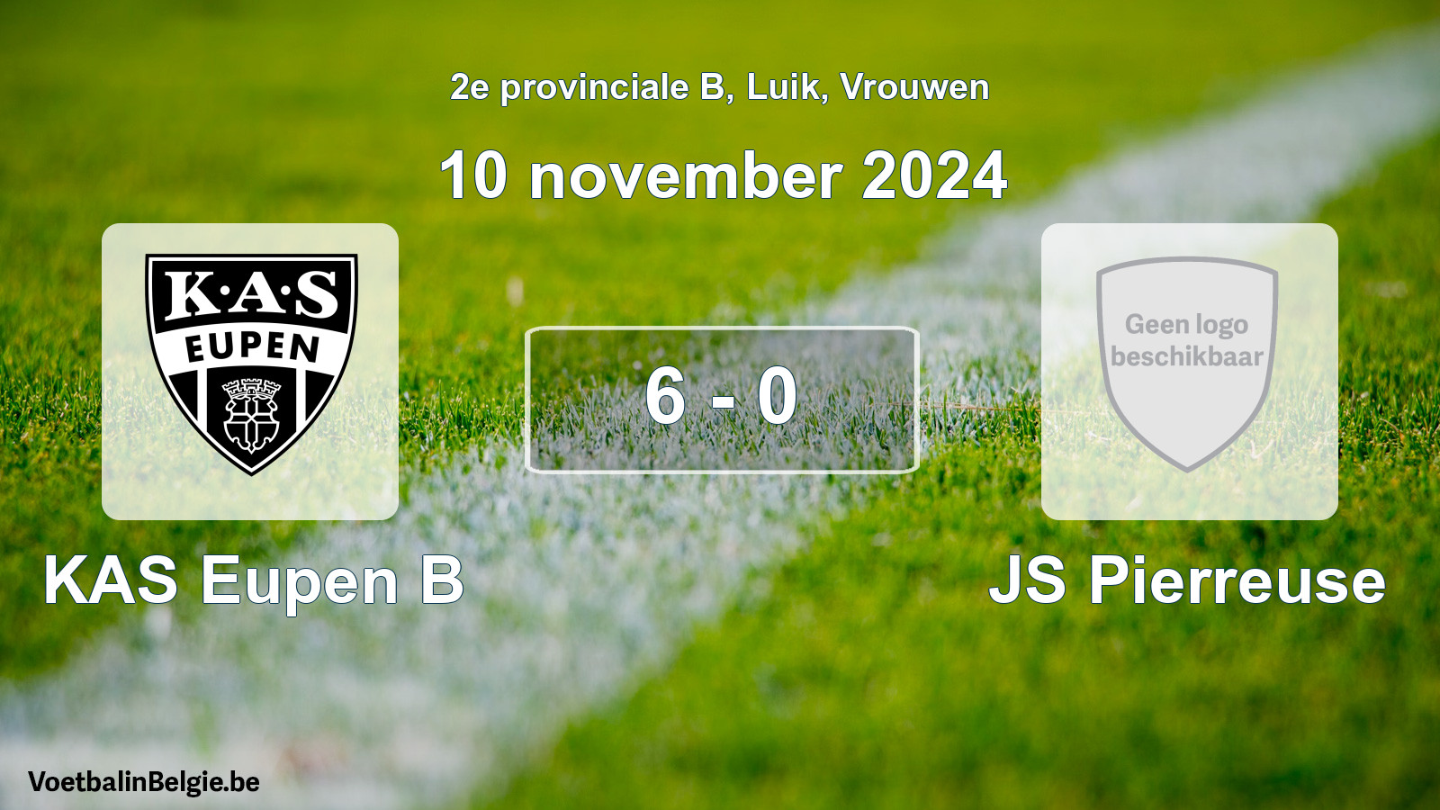 Gespeelde wedstrijd vrouwenvoetbal: KAS Eupen B - JS Pierreuse 6 - 0 (10 november 2024)