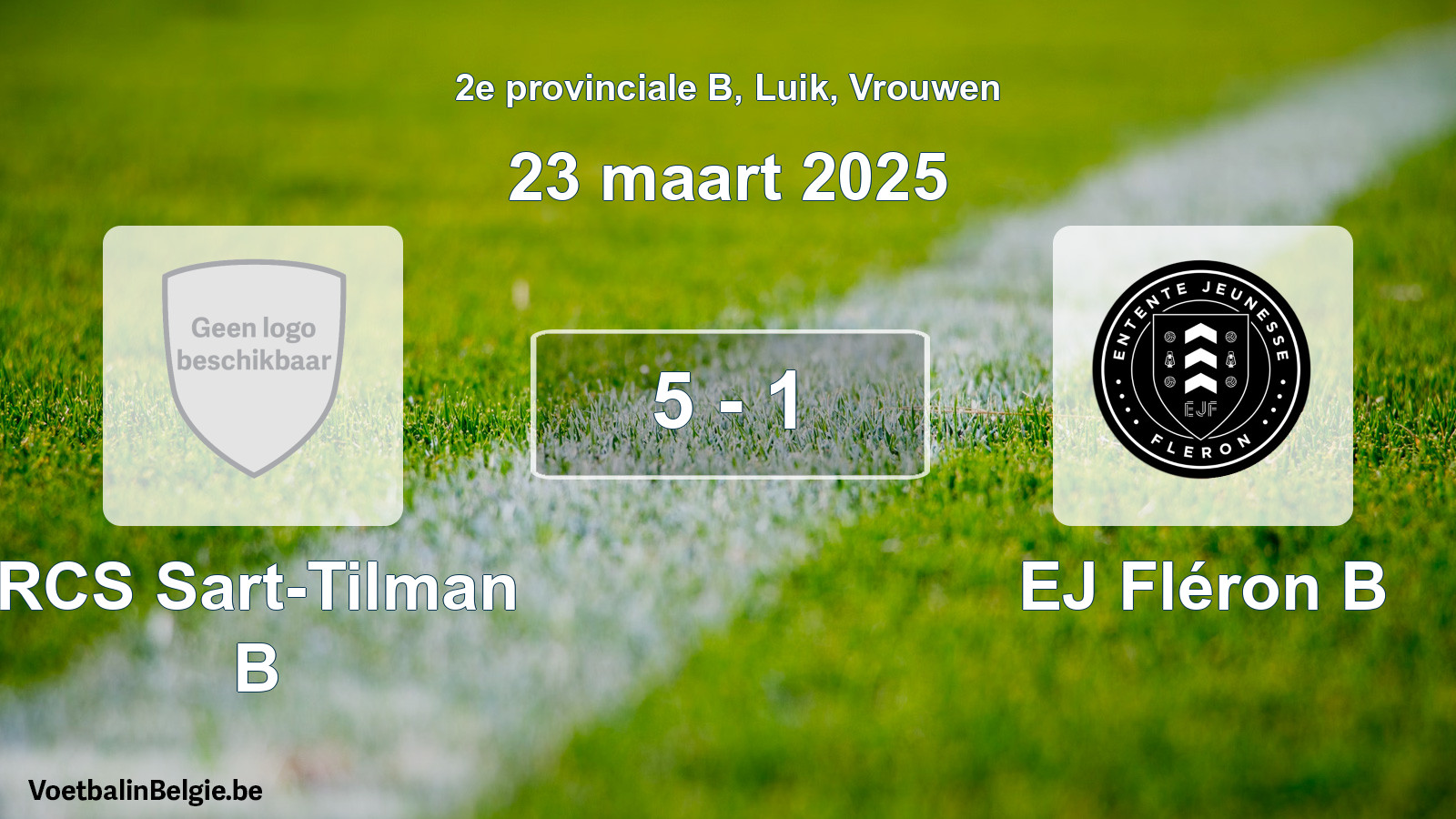 Gespeelde wedstrijd vrouwenvoetbal: RCS Sart-Tilman B - EJ Fléron B 5 - 1 (23 maart 2025)