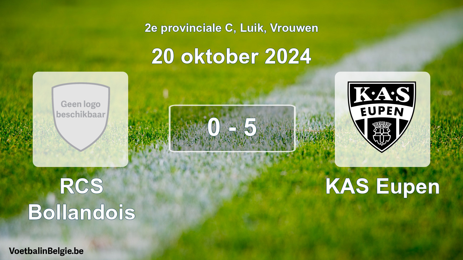 Gespeelde wedstrijd vrouwenvoetbal: RCS Bollandois - KAS Eupen 0 - 5 (20 oktober 2024)