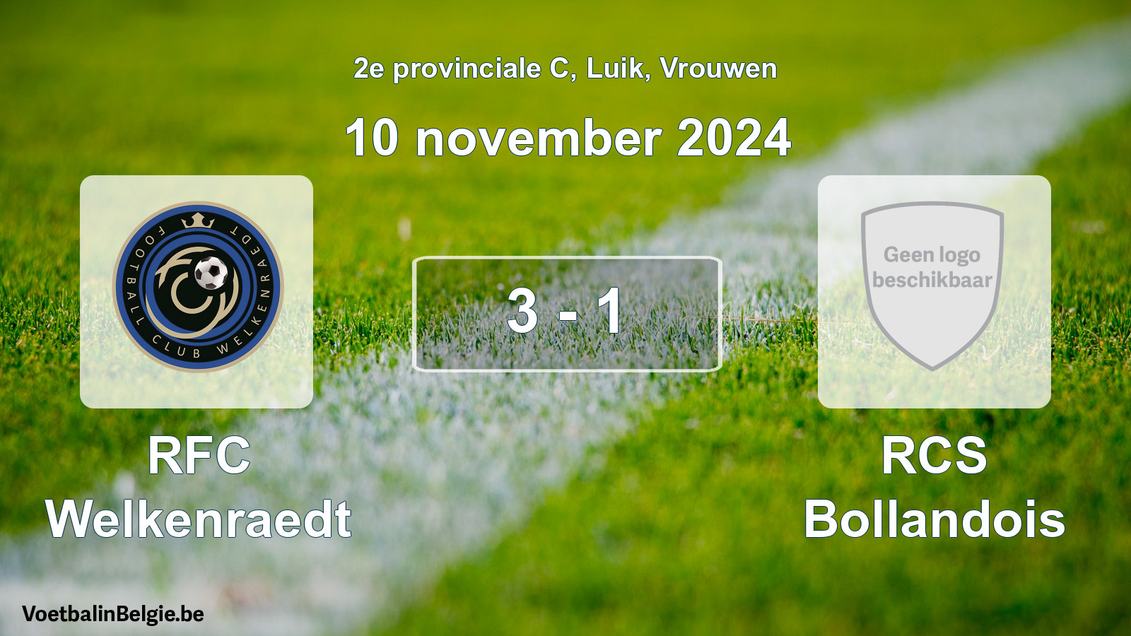 Gespeelde wedstrijd vrouwenvoetbal: RFC Welkenraedt - RCS Bollandois 3 - 1 (10 november 2024)