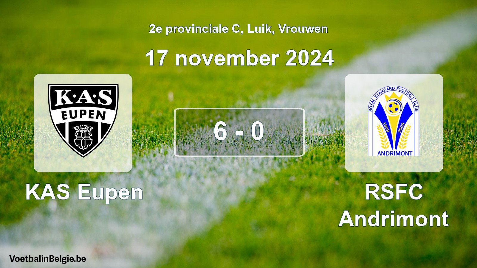 Match joué football femmes: KAS Eupen - RSFC Andrimont 6 - 0 (17 novembre 2024)