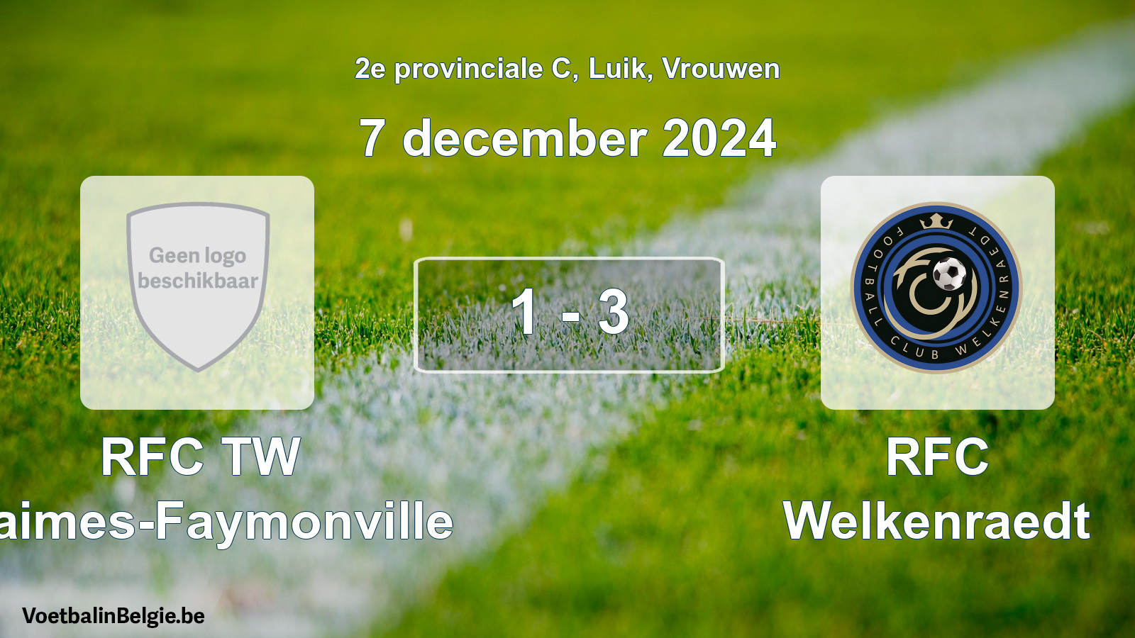 Gespeelde wedstrijd vrouwenvoetbal: RFC TW Waimes-Faymonville - RFC Welkenraedt 1 - 3 (7 december 2024)