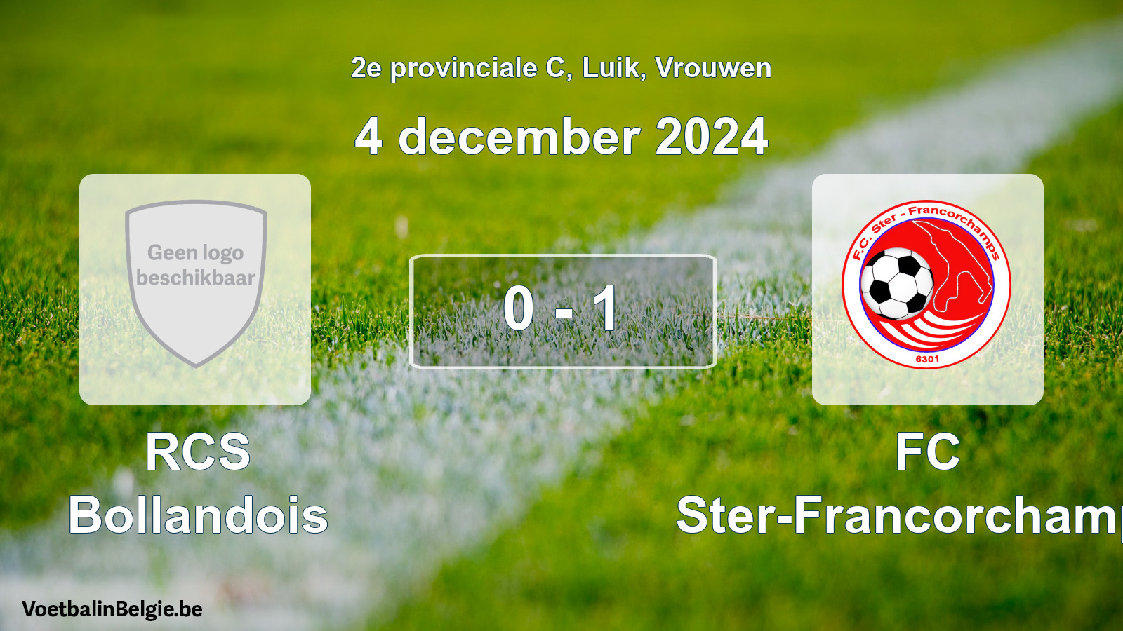 Gespeelde wedstrijd vrouwenvoetbal: RCS Bollandois - FC Ster-Francorchamps 0 - 1 (4 december 2024)