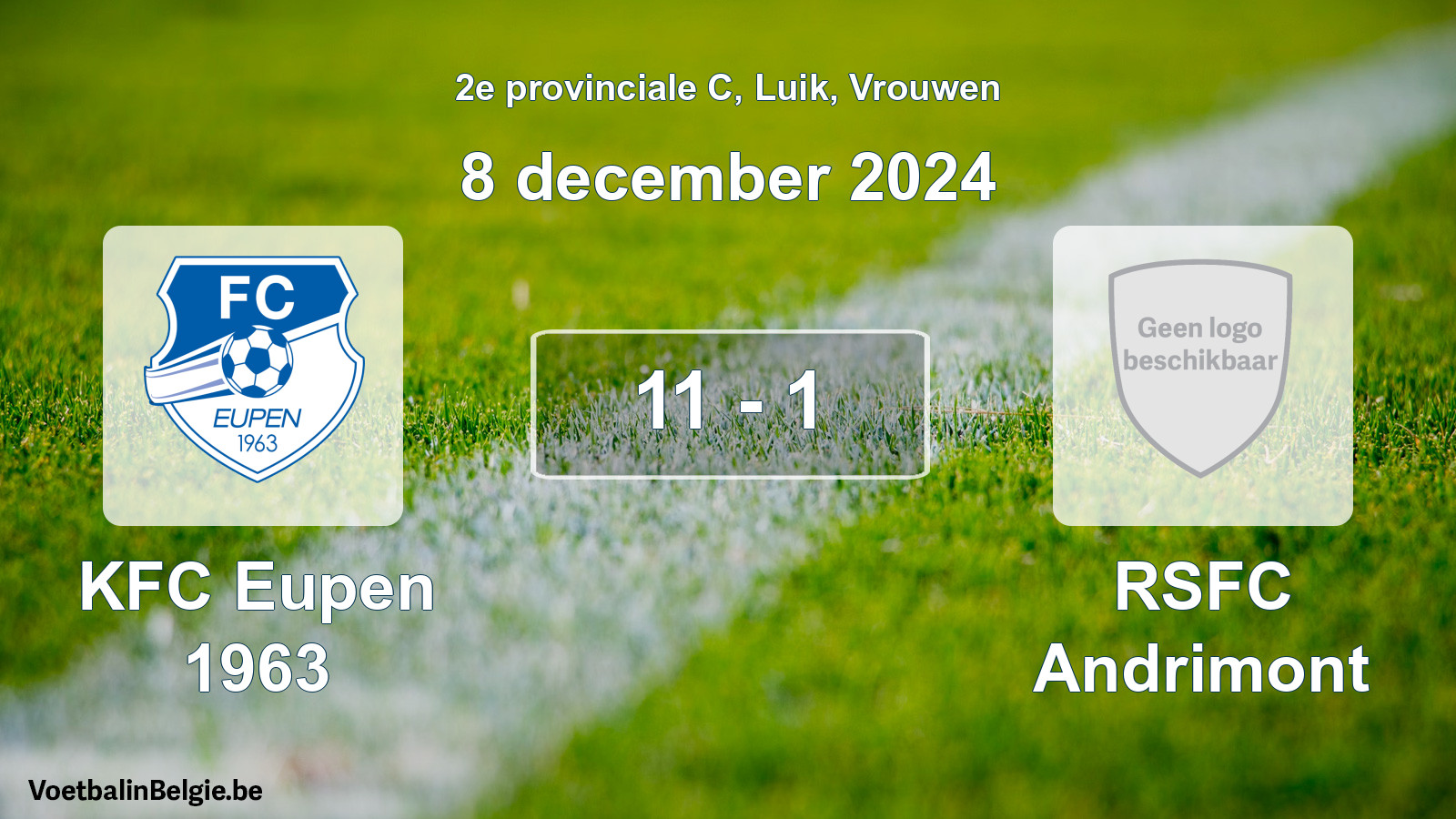 Gespeelde wedstrijd vrouwenvoetbal: KFC Eupen 1963 - RSFC Andrimont 11 - 1 (8 december 2024)