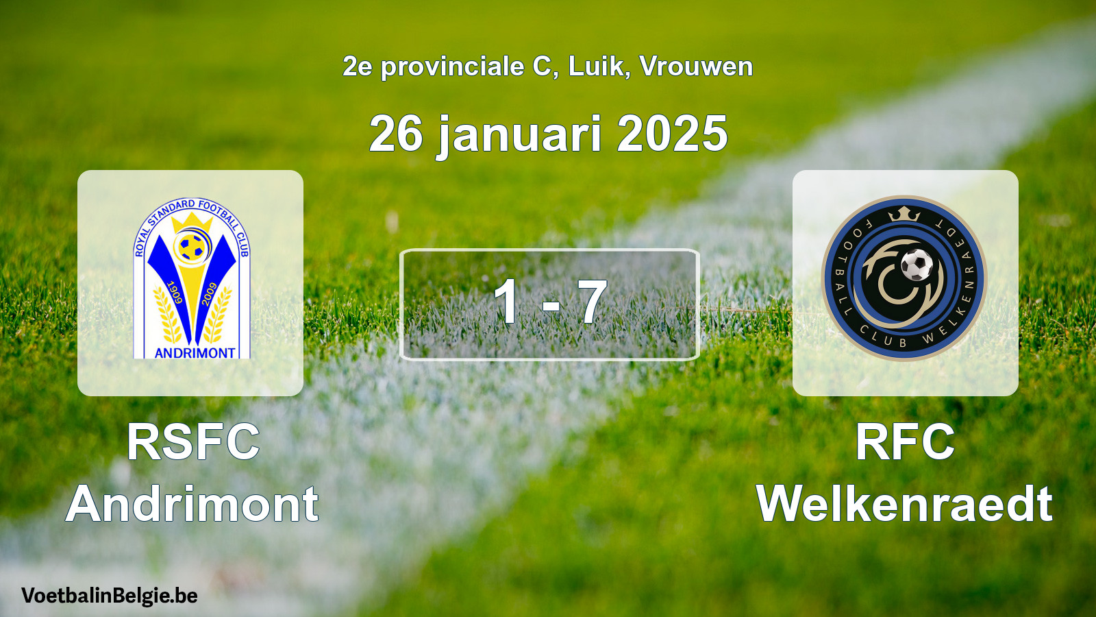 Played match women football: RSFC Andrimont - RFC Welkenraedt 1 - 7 (26 January 2025)