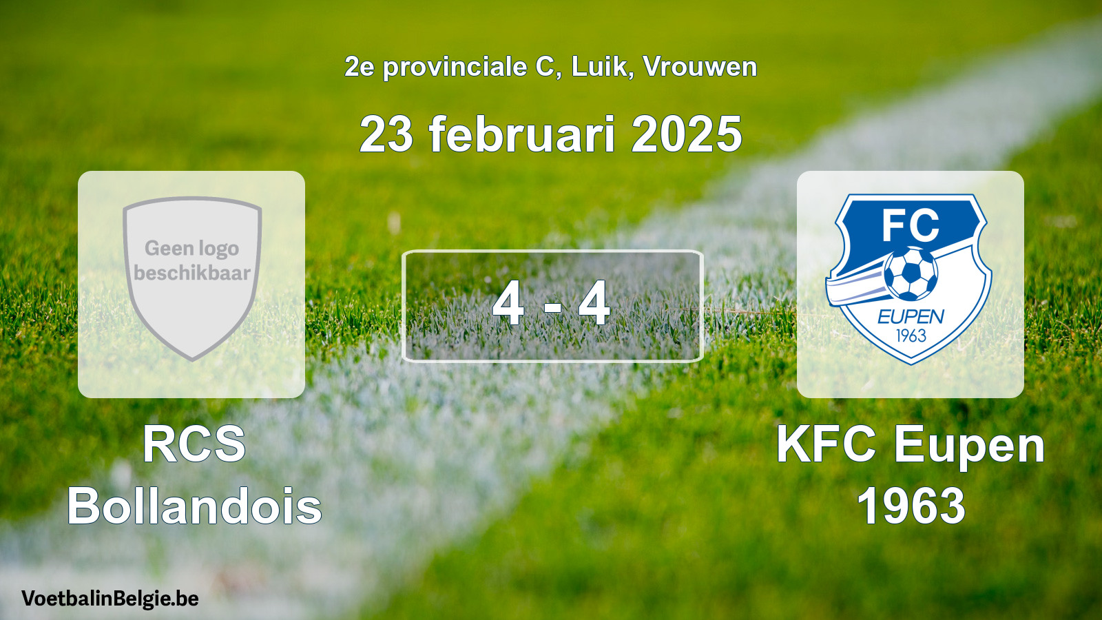 Gespeelde wedstrijd vrouwenvoetbal: RCS Bollandois - KFC Eupen 1963 4 - 4 (23 februari 2025)