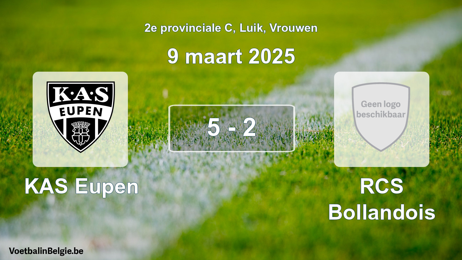 Gespeelde wedstrijd vrouwenvoetbal: KAS Eupen - RCS Bollandois 5 - 2 (9 maart 2025)