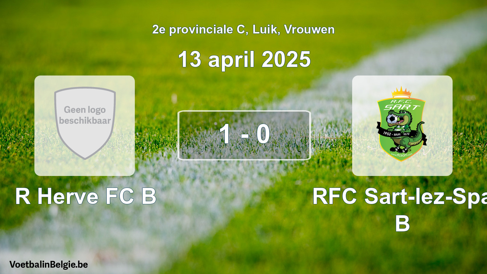 Gespeelde wedstrijd vrouwenvoetbal: R Herve FC B - RFC Sart-lez-Spa B 1 - 0 (13 april 2025)