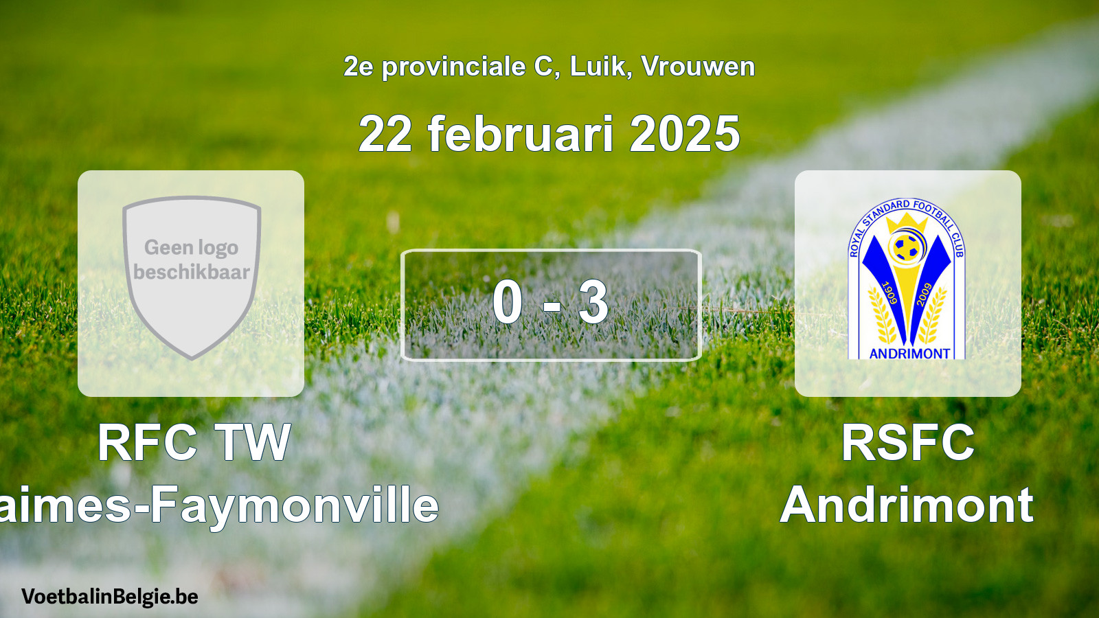 Gespeelde wedstrijd vrouwenvoetbal: RFC TW Waimes-Faymonville - RSFC Andrimont 0 - 3 (22 februari 2025)