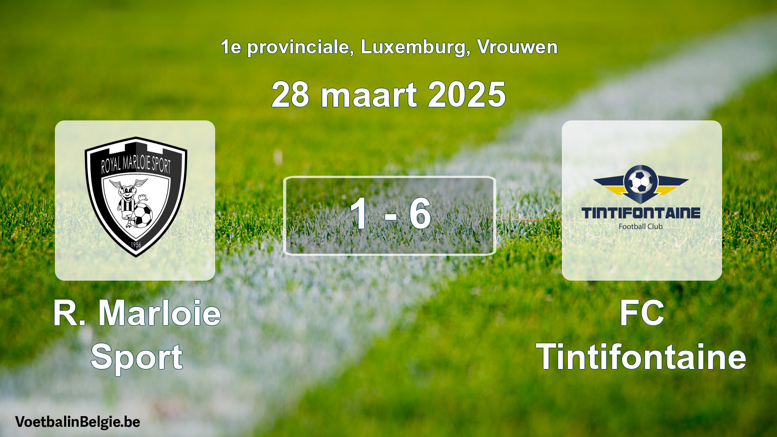 Gespeelde wedstrijd vrouwenvoetbal: R. Marloie Sport - FC Tintifontaine 1 - 6 (28 maart 2025)
