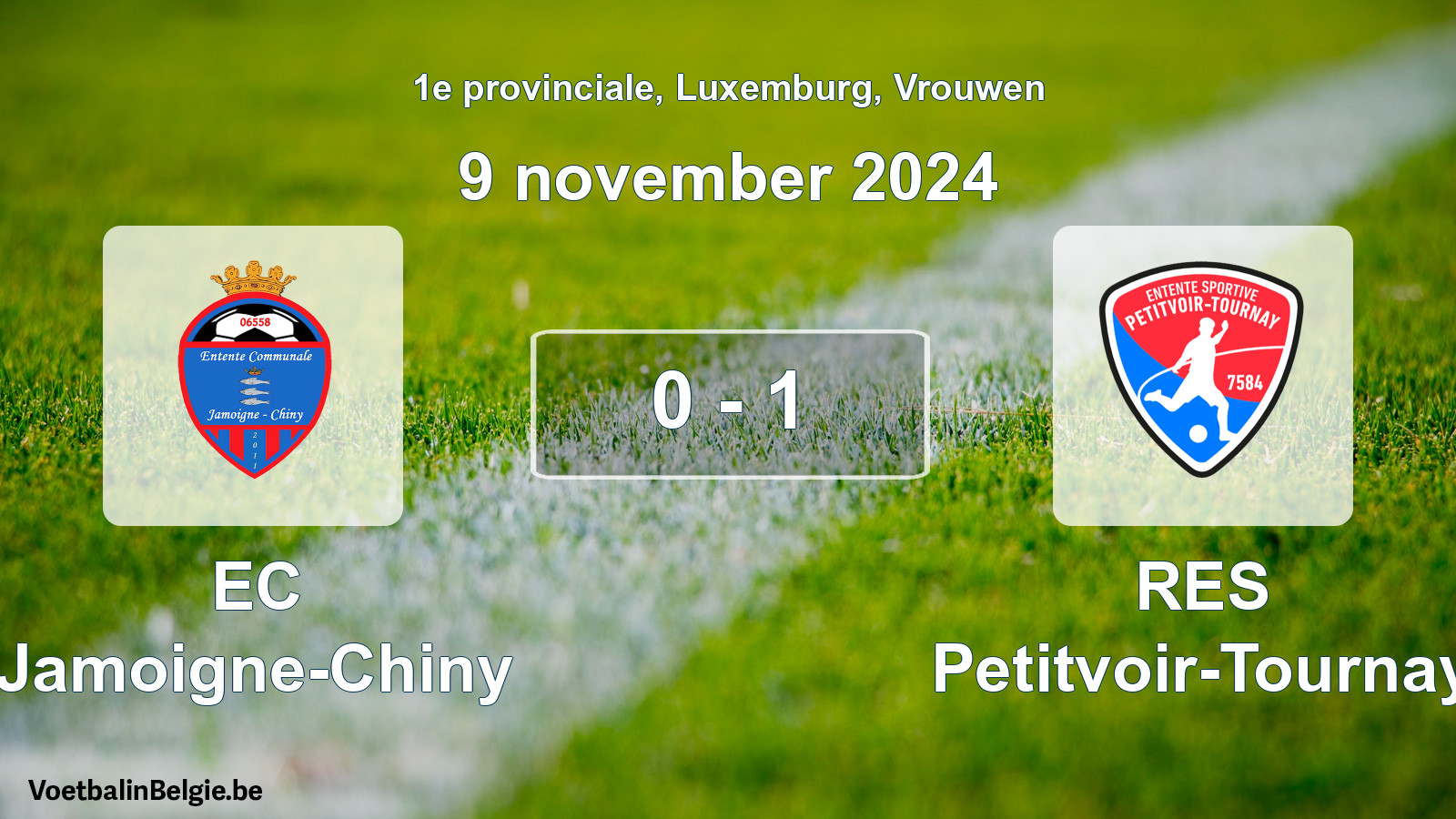 Gespeelde wedstrijd vrouwenvoetbal: EC Jamoigne-Chiny - RES Petitvoir-Tournay 0 - 1 (9 november 2024)