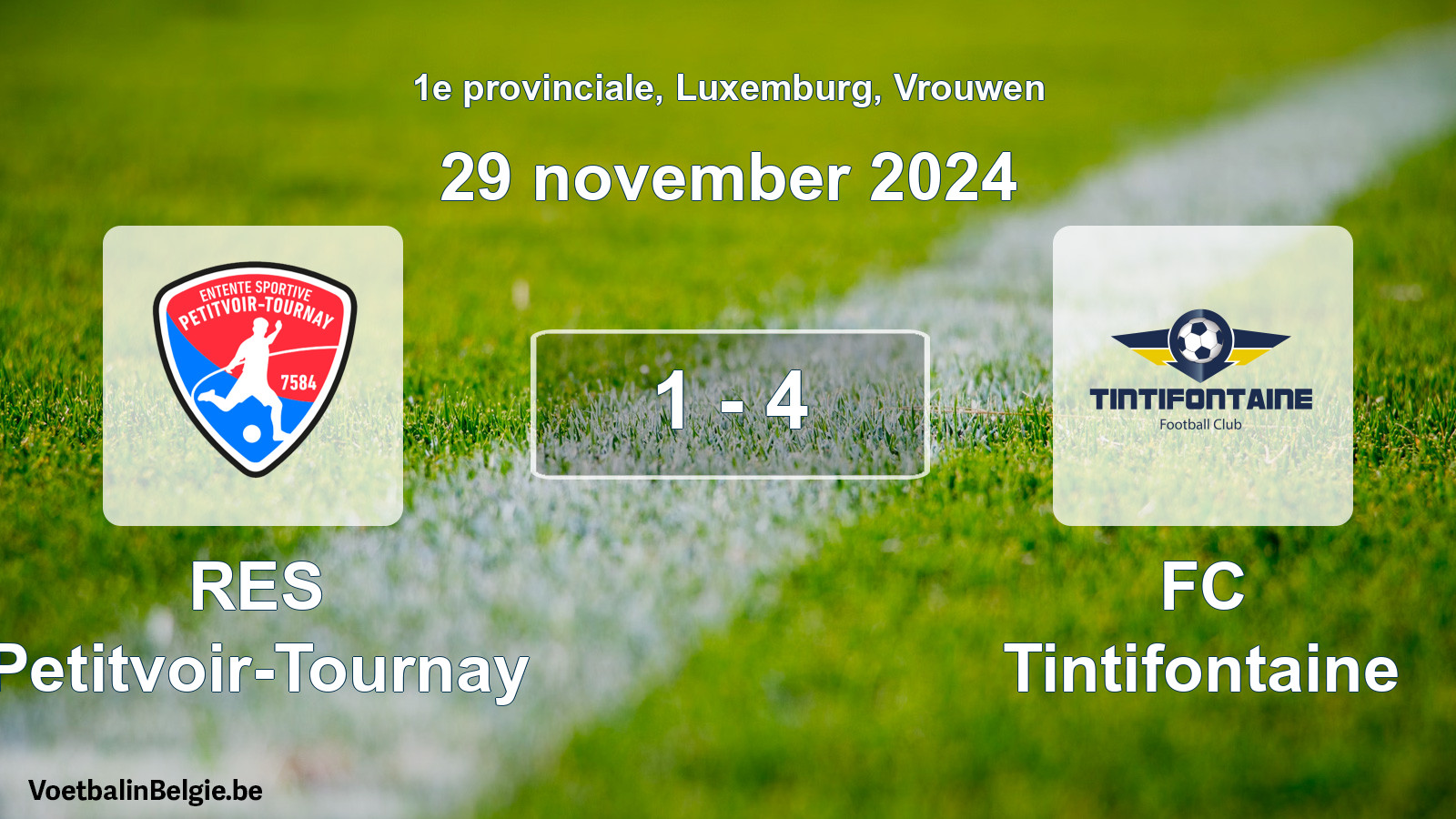 Gespeelde wedstrijd vrouwenvoetbal: RES Petitvoir-Tournay - FC Tintifontaine 1 - 4 (29 november 2024)