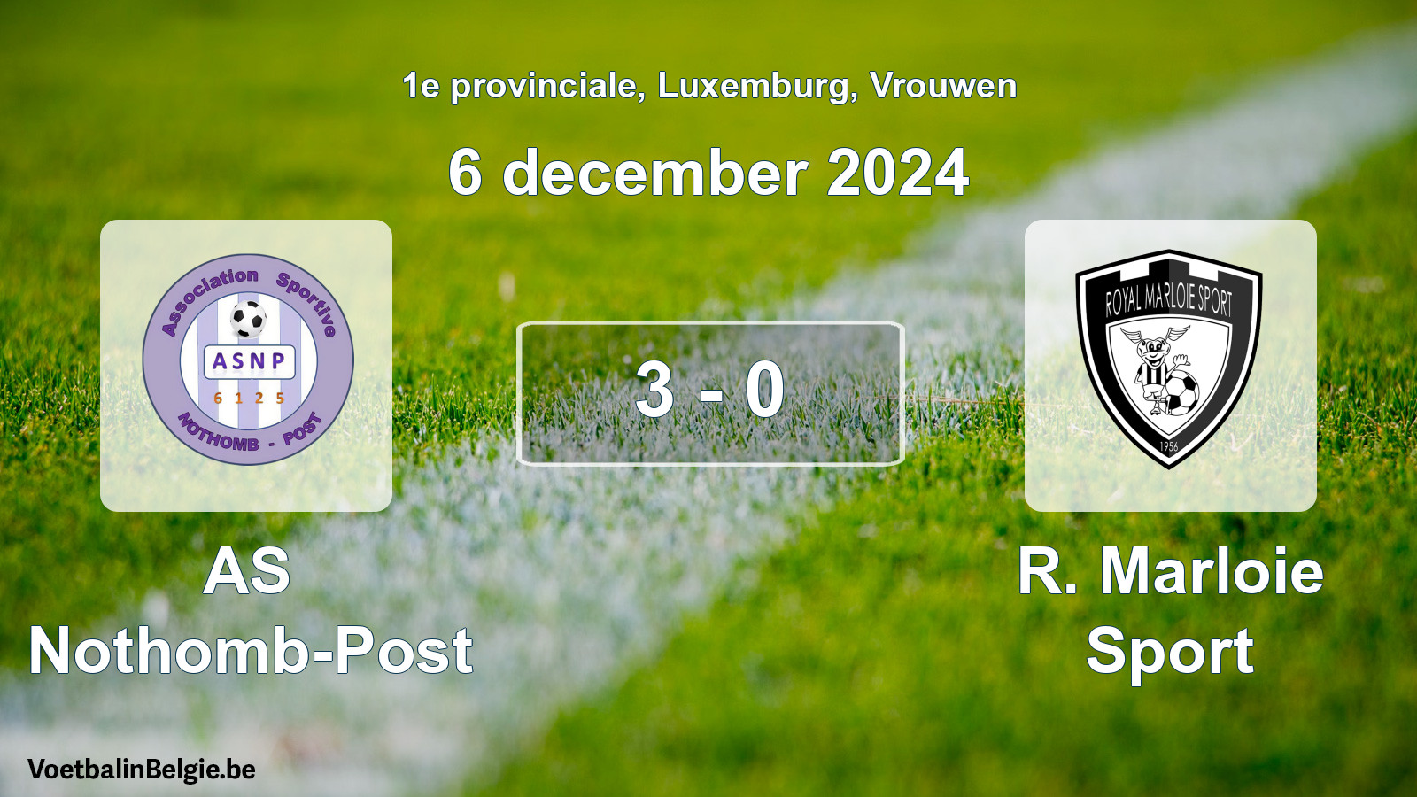 Gespeelde wedstrijd vrouwenvoetbal: AS Nothomb-Post - R. Marloie Sport 3 - 0 (6 december 2024)
