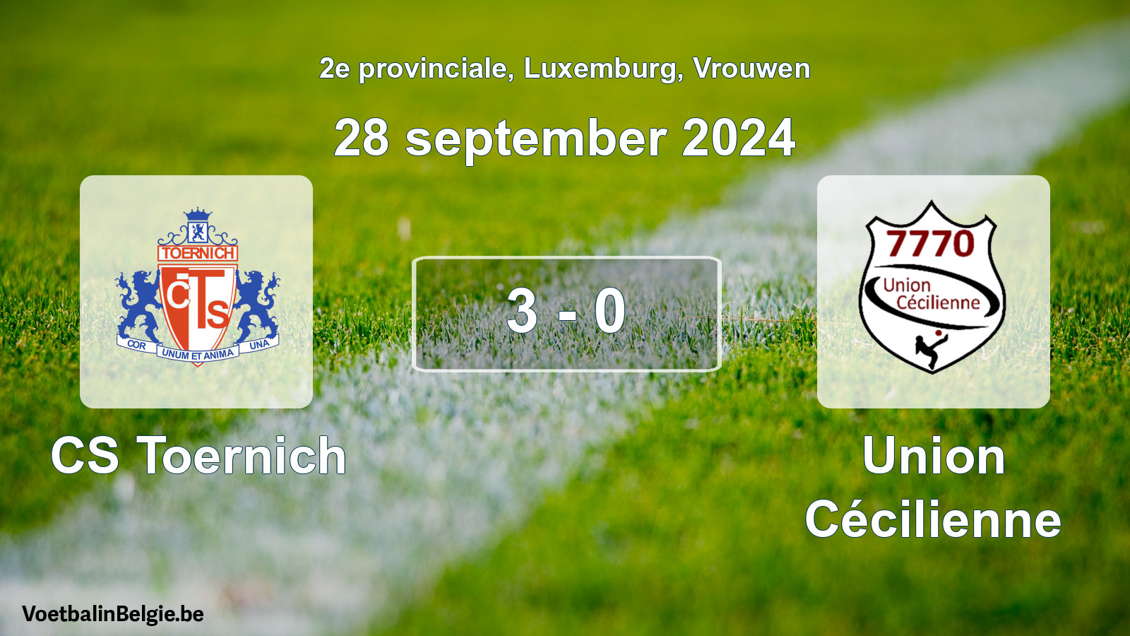 Gespeelde wedstrijd vrouwenvoetbal: CS Toernich - Union Cécilienne 3 - 0 (28 september 2024)