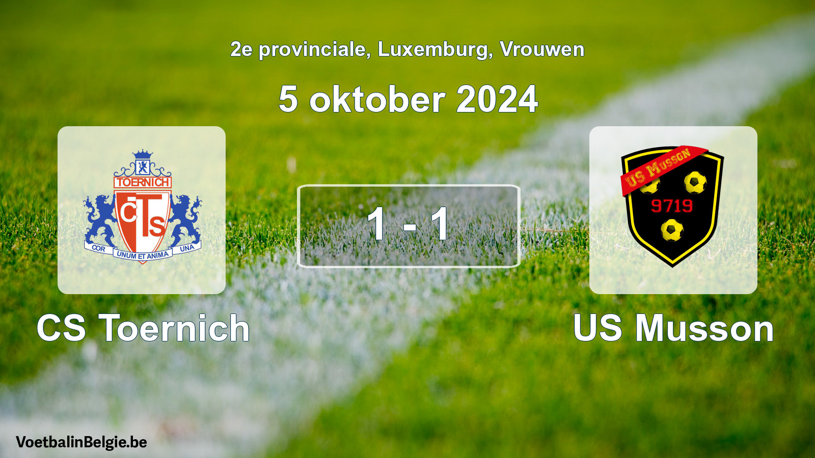 Gespeelde wedstrijd vrouwenvoetbal: CS Toernich - US Musson 1 - 1 (5 oktober 2024)