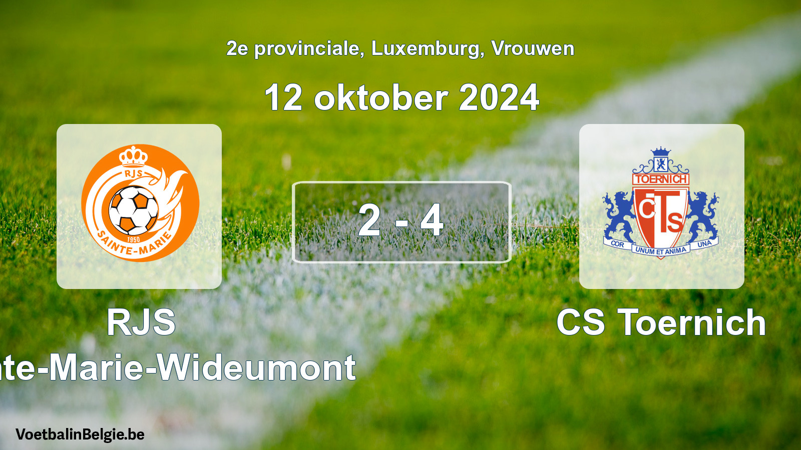 Gespeelde wedstrijd vrouwenvoetbal: RJS Sainte-Marie-Wideumont - CS Toernich 2 - 4 (12 oktober 2024)