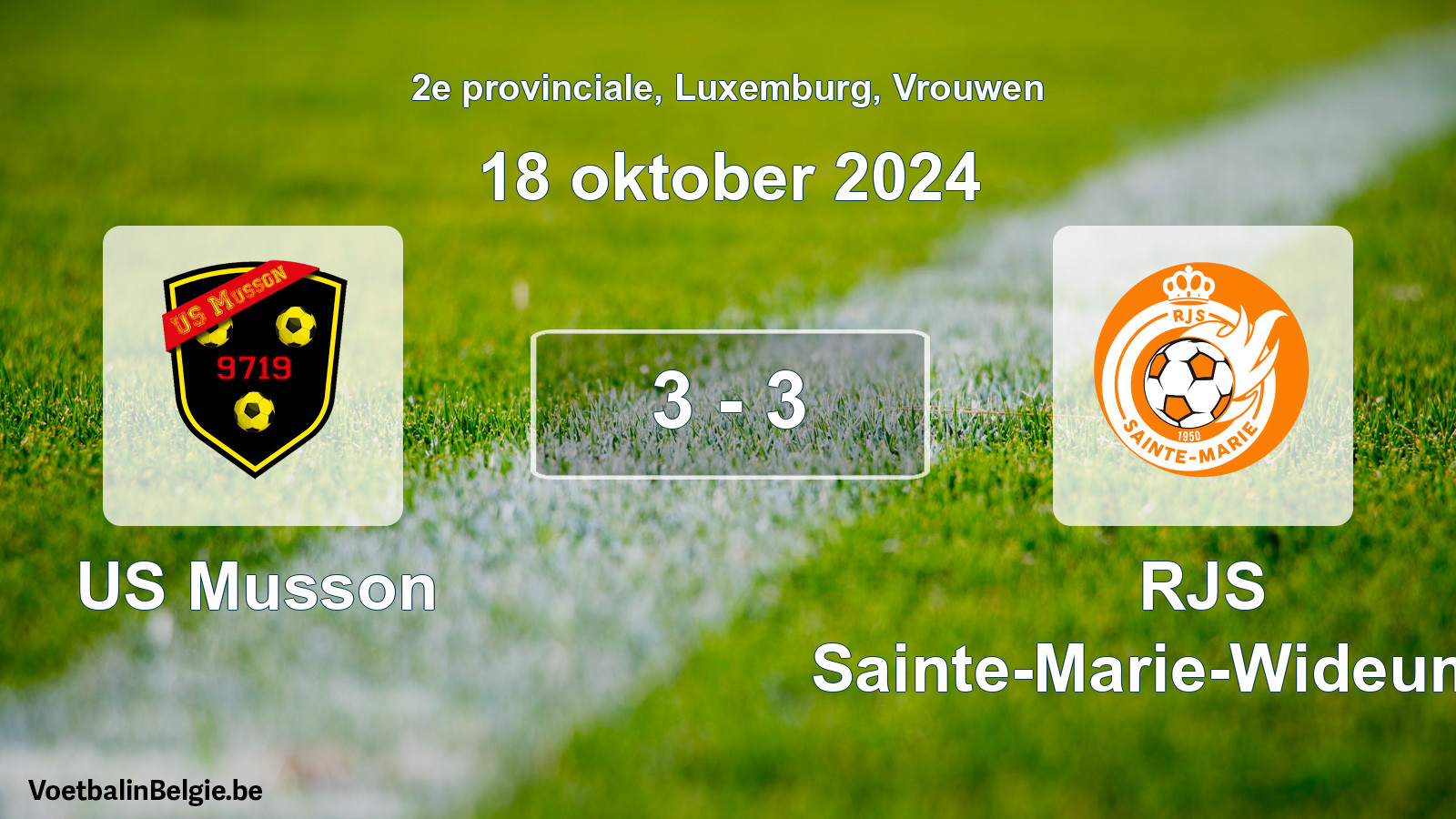 Gespeelde wedstrijd vrouwenvoetbal: US Musson - RJS Sainte-Marie-Wideumont 3 - 3 (18 oktober 2024)