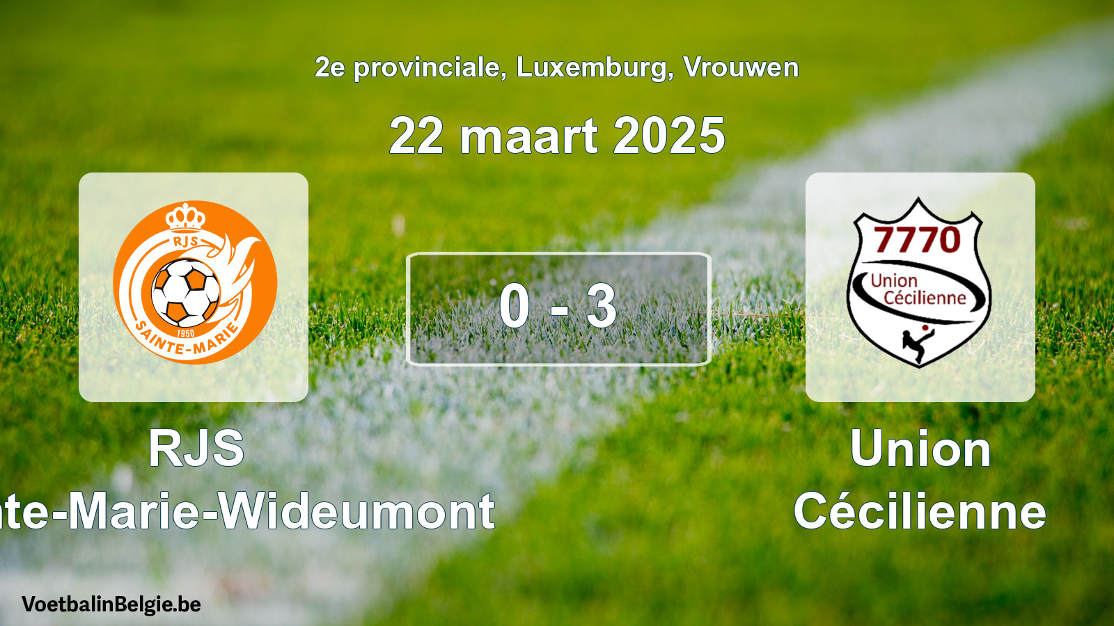 Gespeelde wedstrijd vrouwenvoetbal: RJS Sainte-Marie-Wideumont - Union Cécilienne 0 - 3 (22 maart 2025)