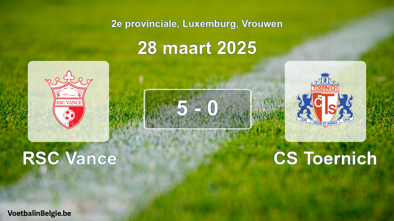 Gespeelde wedstrijd vrouwenvoetbal: RSC Vance - CS Toernich 5 - 0 (28 maart 2025)